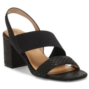 Corso Como Black Strappy Snakeskin Textured Heeled Sandals size 9.5